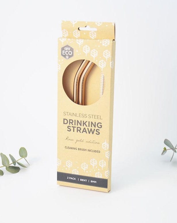 Pack of 4 - Reusable Stainless Steel Straws Gold