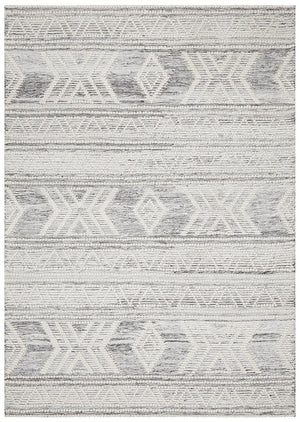 Akasha Woven Tribal Rug Silver Grey