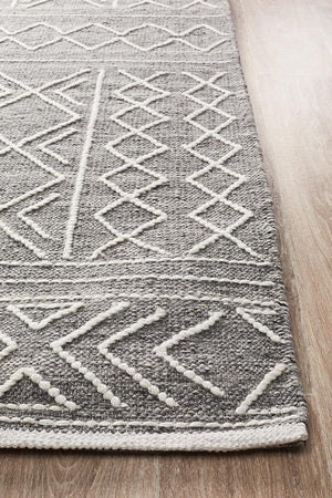 Isha Stitch Woven Rug Silver Grey