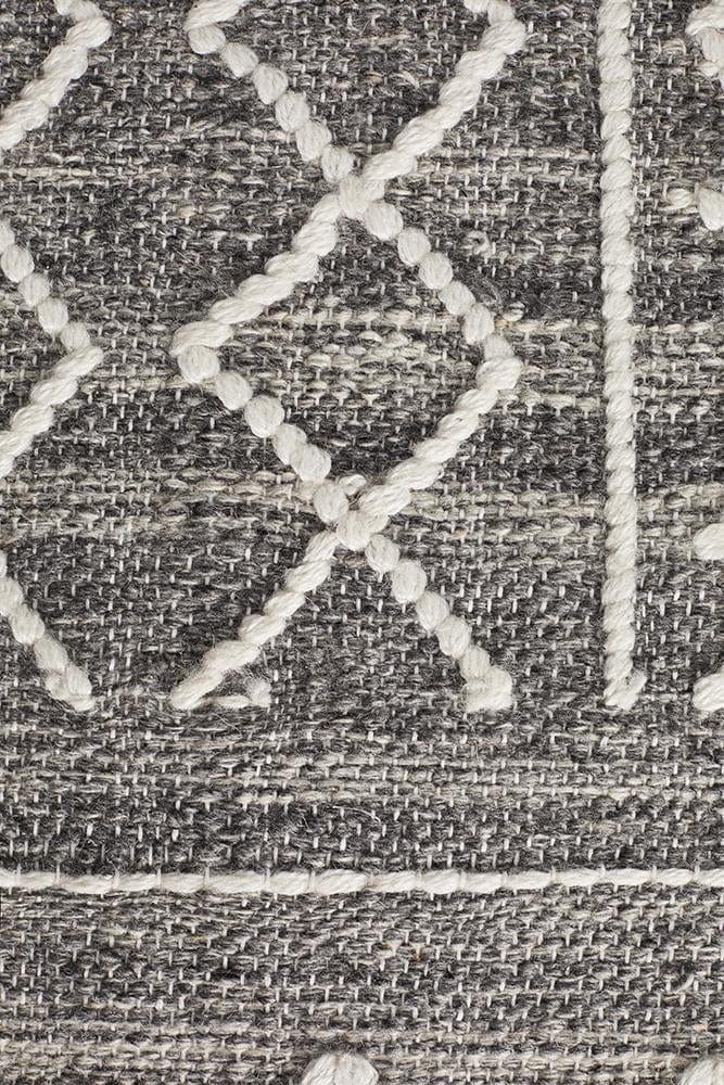 Isha Stitch Woven Rug Silver Grey