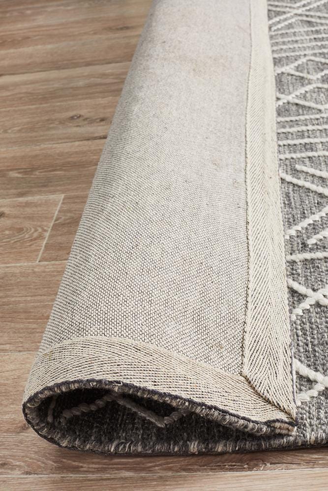 Isha Stitch Woven Rug Silver Grey