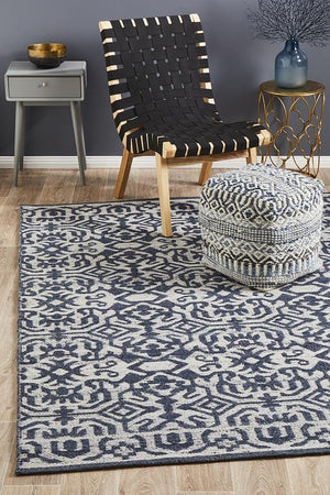 Kian Handwoven Natural Silver Navy Rug