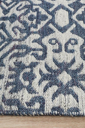 Kian Handwoven Natural Silver Navy Rug