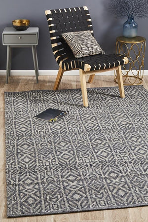 Sammy Handwoven Natural Graphite Cobolt Rug